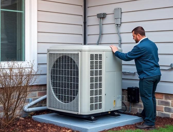 New AC condenser unit being installed