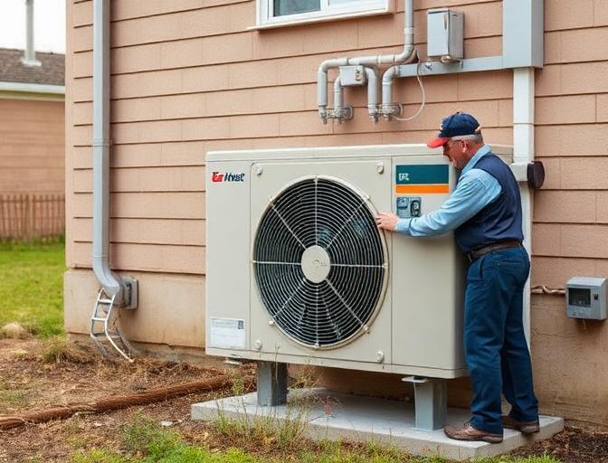New AC unit being installed at a home