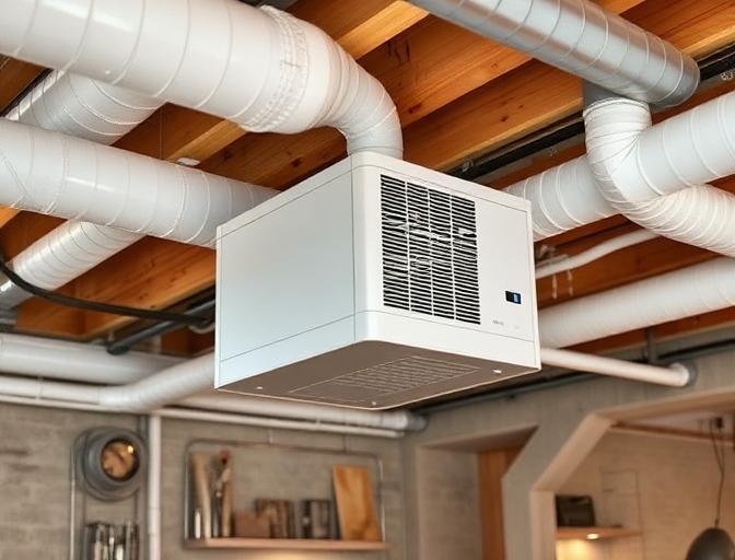 Whole-home humidifier unit installed on residential HVAC ductwork