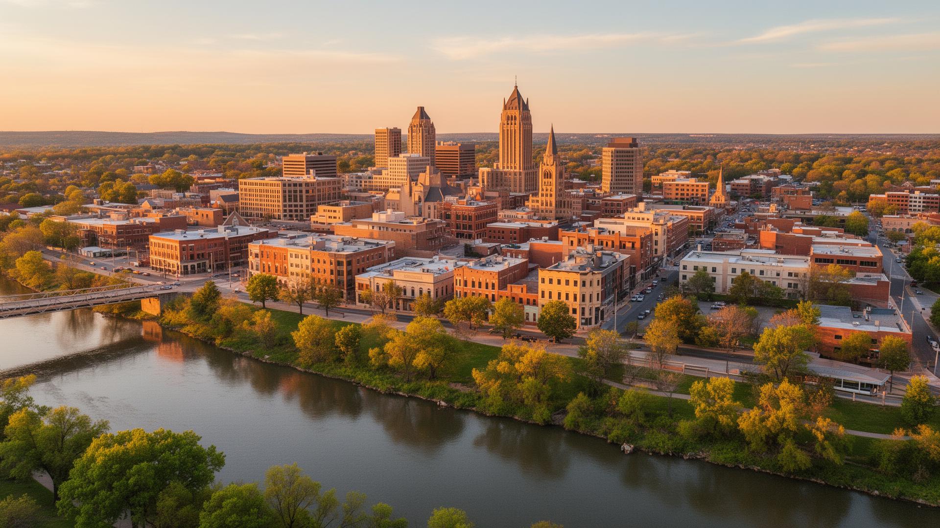 Aerial view of Waterville, OH skyline where Commodore Heating & Cooling provides HVAC services